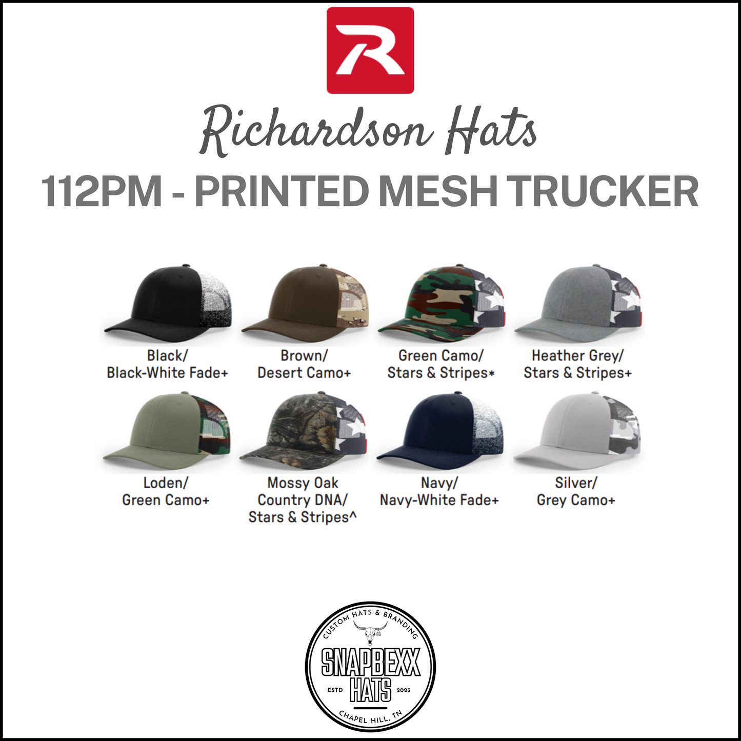 Richardson 112PM - Printed Mesh Trucker
