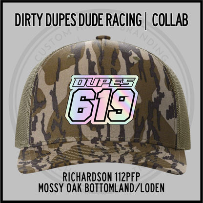 Mossy Oak bottomland/loden Richardson 112PFP trucker cap with '619' front patch