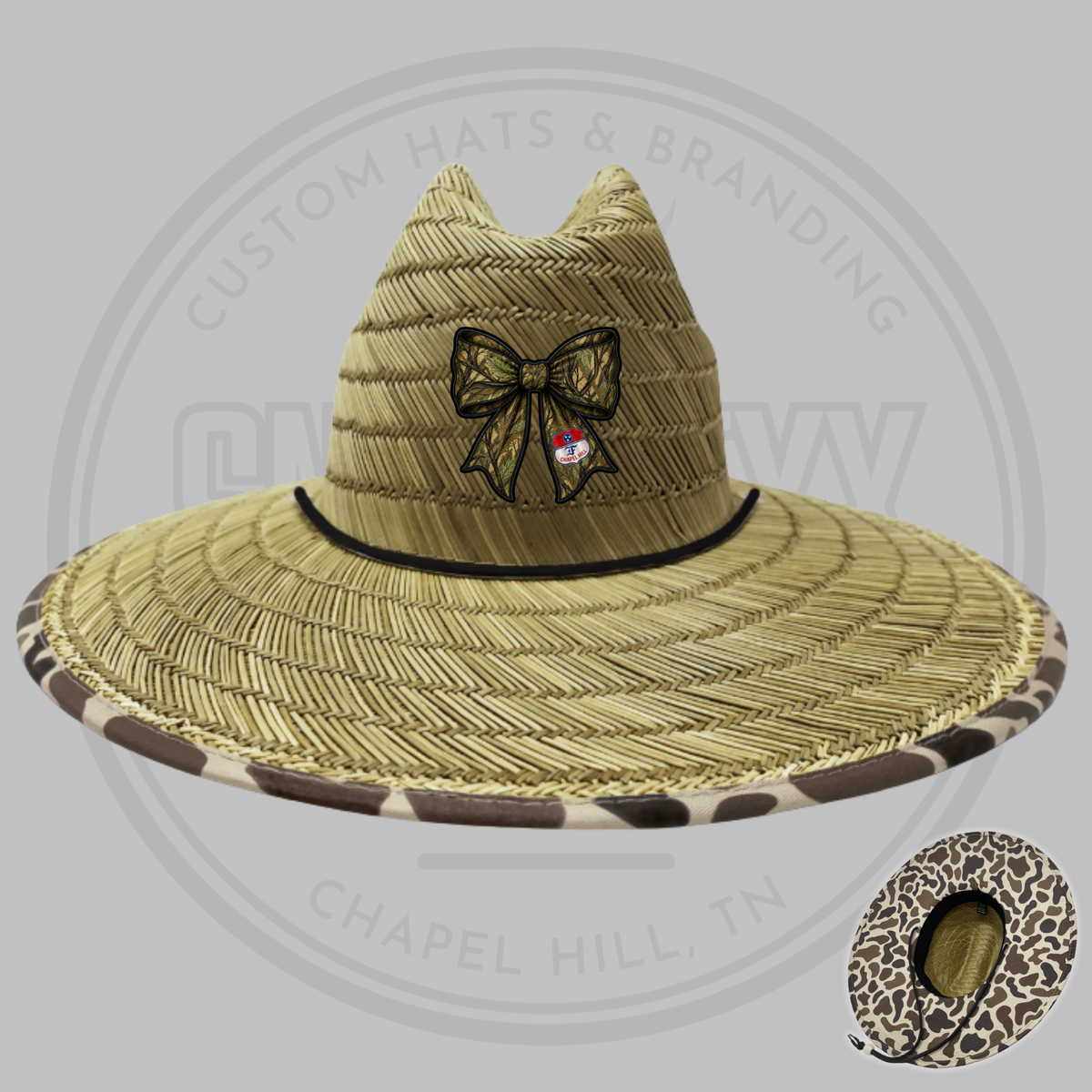 Football Bow | Straw Hat