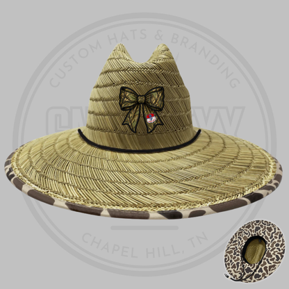 Football Bow | Straw Hat