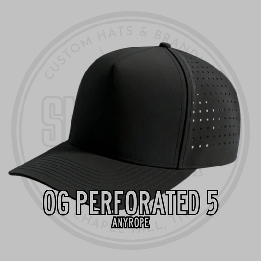 Black baseball cap with perforated side panel and curved brim