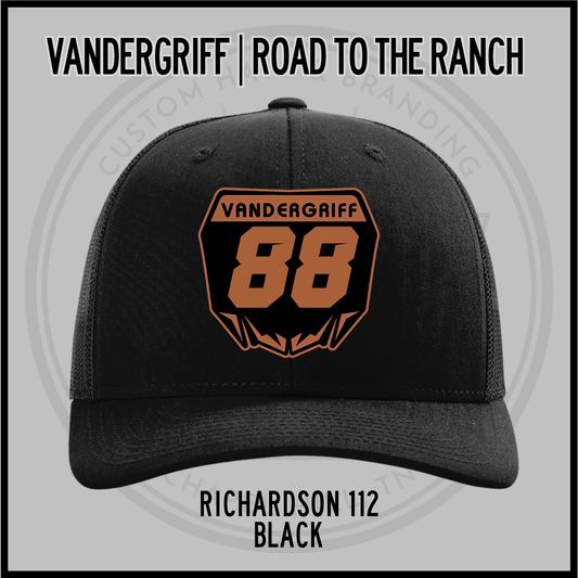 Vandergriff Richardson 112 snapback cap, black with embroidered 88 front patch