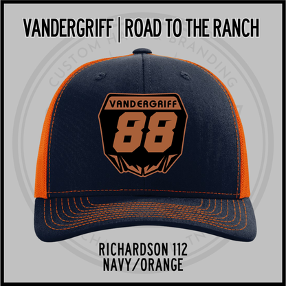 Vandergriff Richardson 112 snapback cap, navy/orange with embroidered 88 front patch
