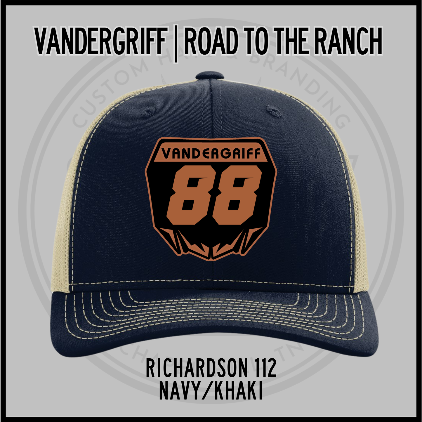 Vandergriff Richardson 112 snapback cap, navy/khaki with embroidered 88 front patch